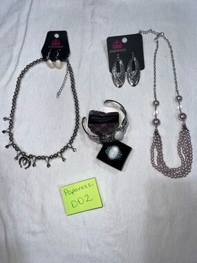 paparazzi Silver and Pearly Pink Necklace Set with Charms